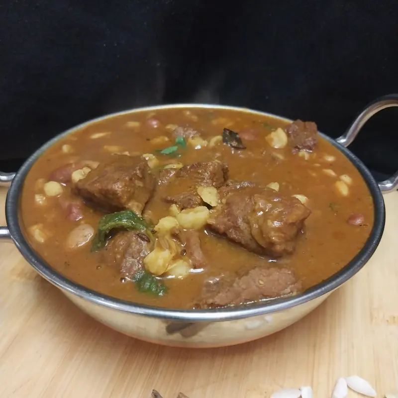 Samp and beans cooked with tender mutton
